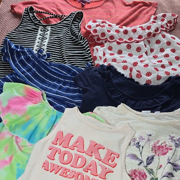Various Other - Colorful Summer Girls Graphic and Patterned Tops Set - LOT of 8